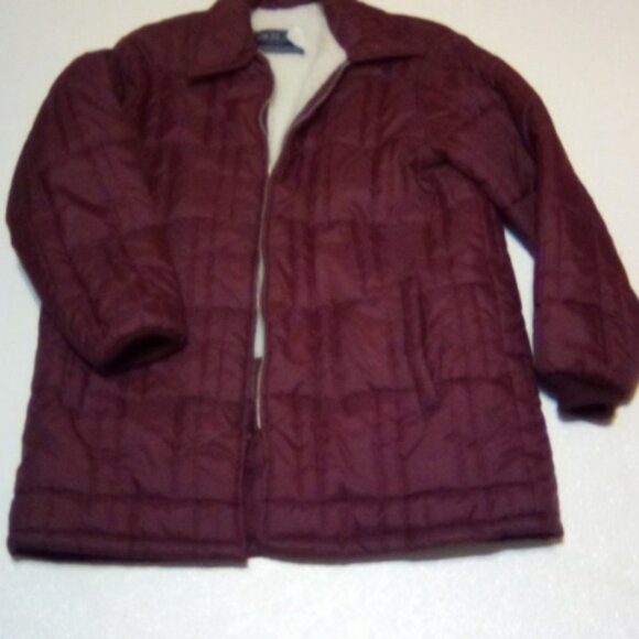 men's size large burgundy parka jacket coat zipper front - Picture 1 of 3